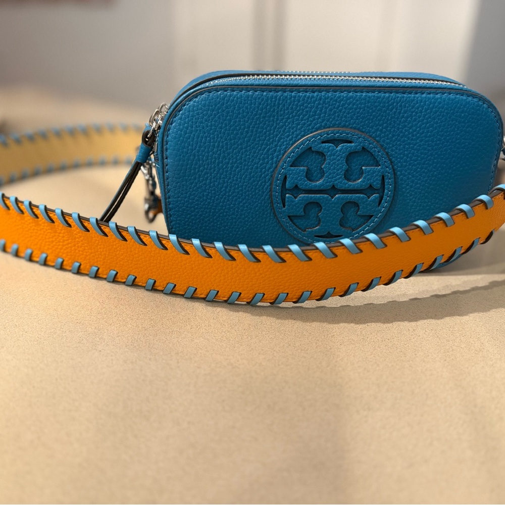 Tory Burch Mini Miller Blue Leather crossbody